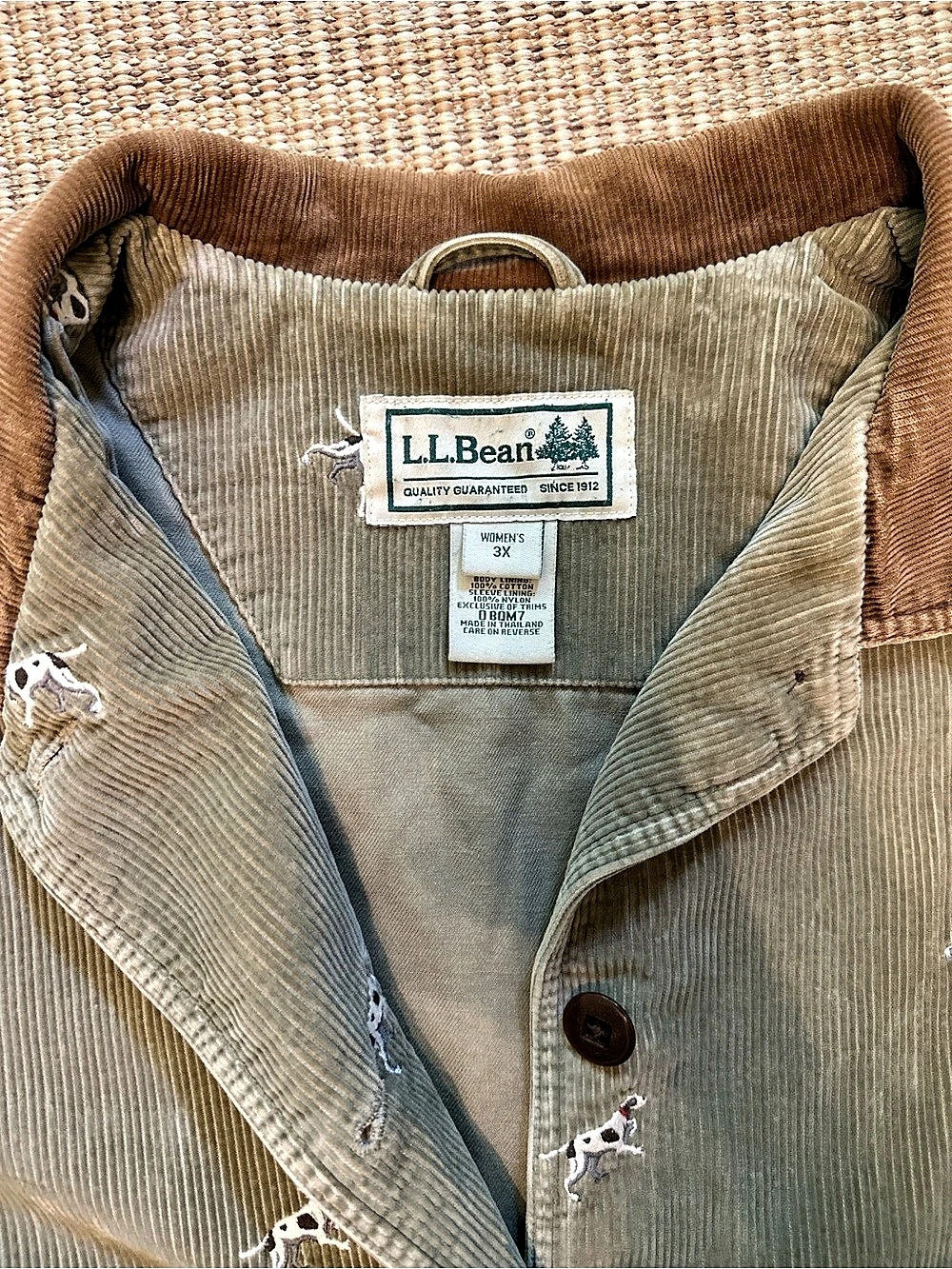 90’s L.L.Bean Vintage Embroidered Pointer Dog Corduroy Chore Jacket - Size 3X - Picture 4 of 5